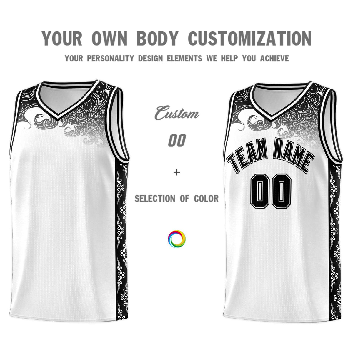 Custom White Personalized Cloud Pattern Sports Kits Uniform Basketball Jersey|KXKSHOP