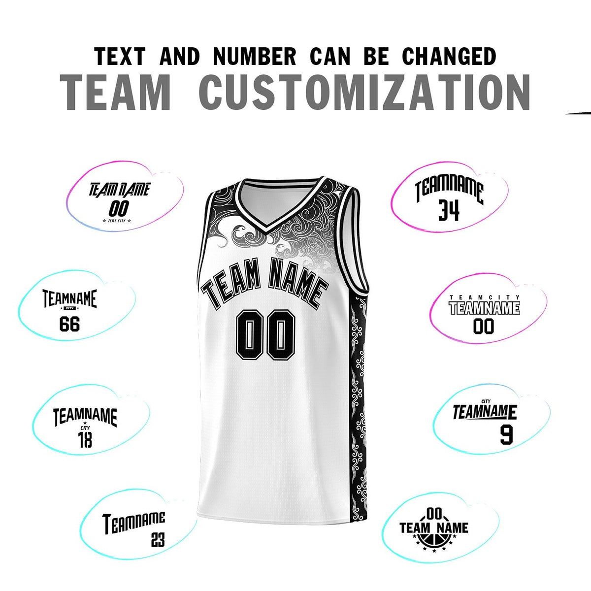 Custom White Personalized Cloud Pattern Sports Kits Uniform Basketball Jersey|KXKSHOP