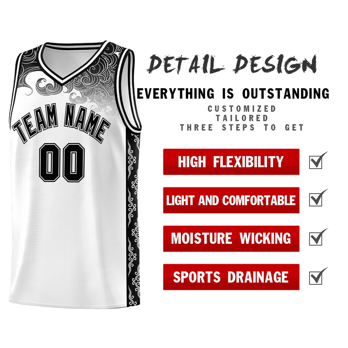 Custom White Personalized Cloud Pattern Sports Kits Uniform Basketball Jersey|KXKSHOP