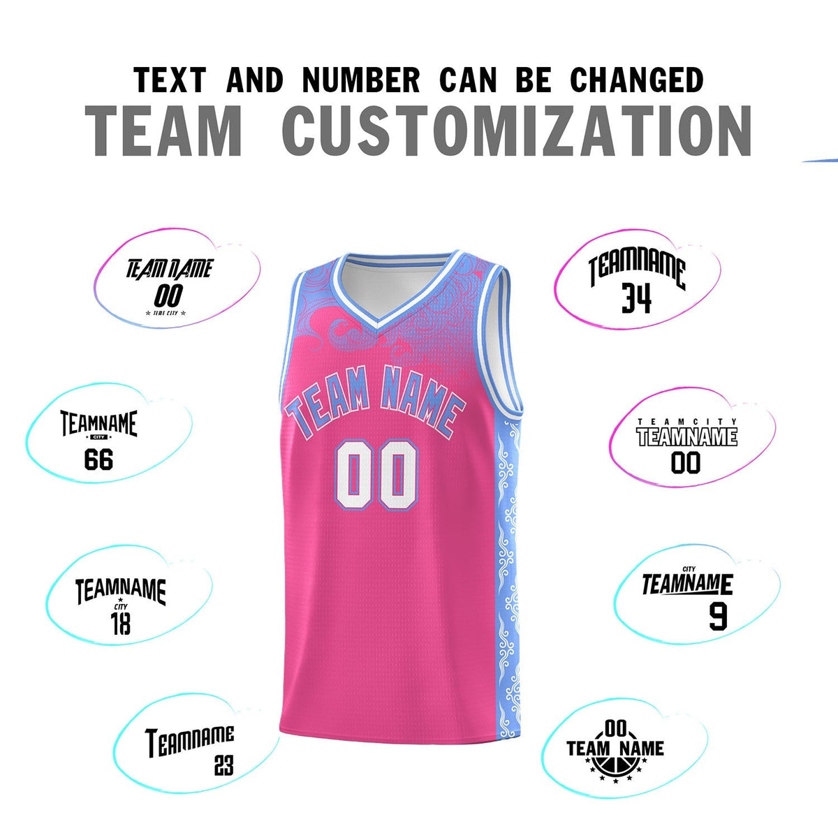 Custom Pink Personalized Cloud Pattern Sports Kits Uniform Basketball Jersey|KXKSHOP