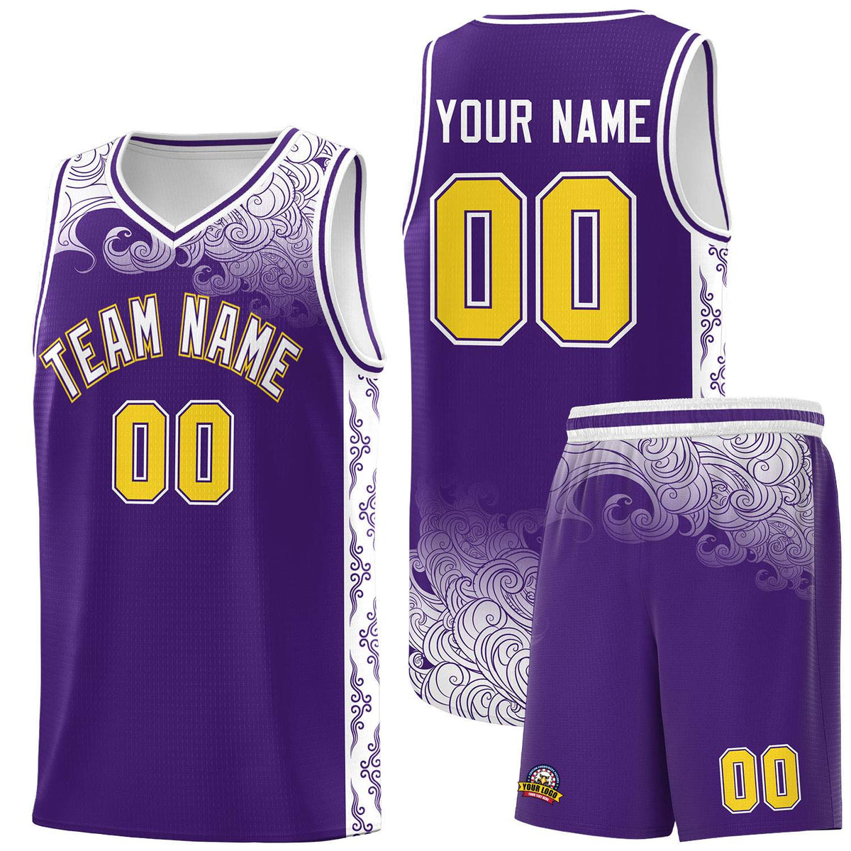 Custom Purple Personalized Cloud Pattern Sports Kits Uniform Basketball Jersey|KXKSHOP