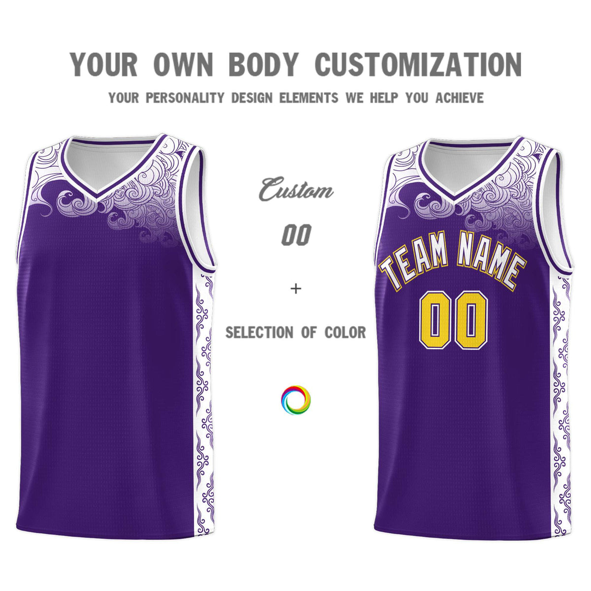 Custom Purple Personalized Cloud Pattern Sports Kits Uniform Basketball Jersey|KXKSHOP