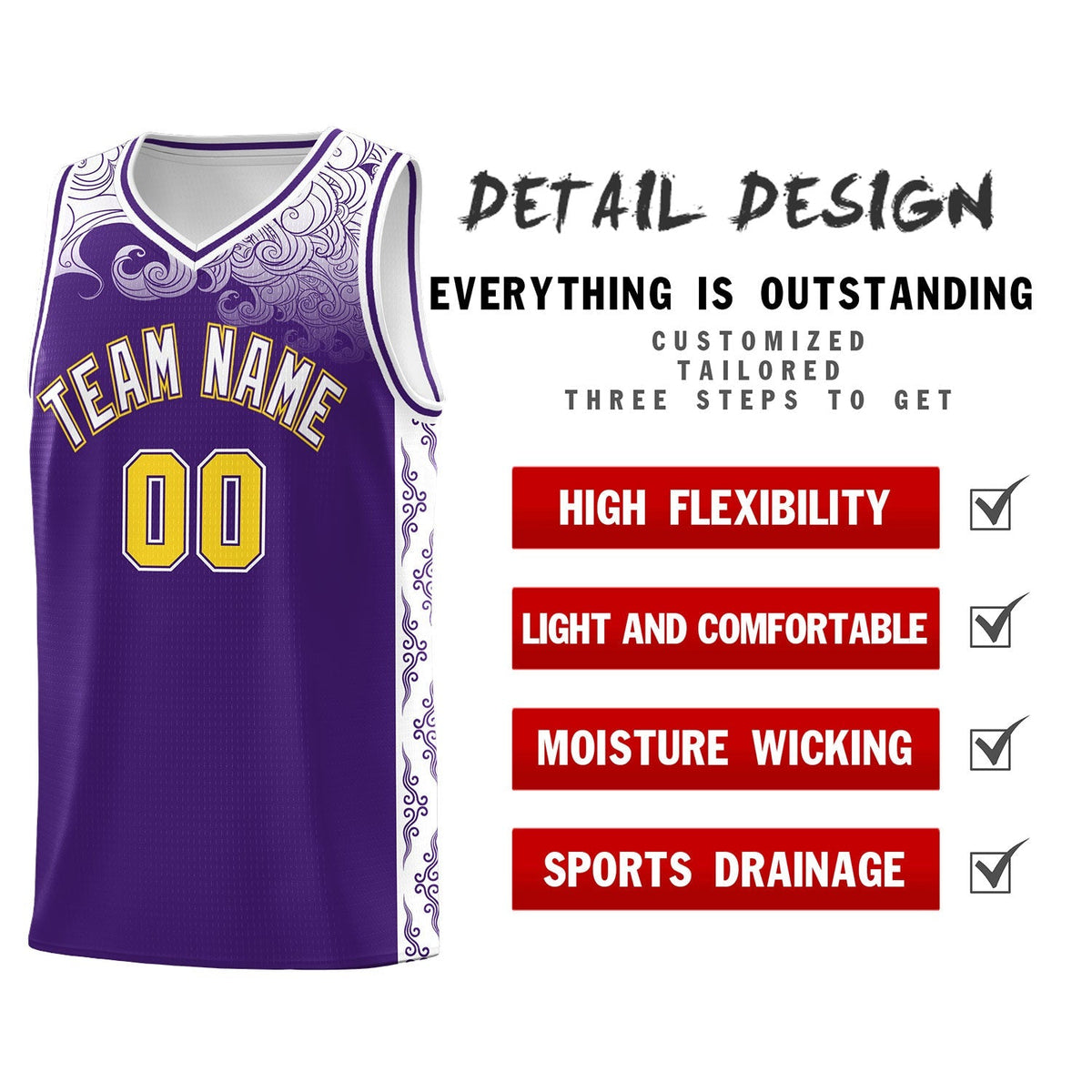 Custom Purple Personalized Cloud Pattern Sports Kits Uniform Basketball Jersey|KXKSHOP