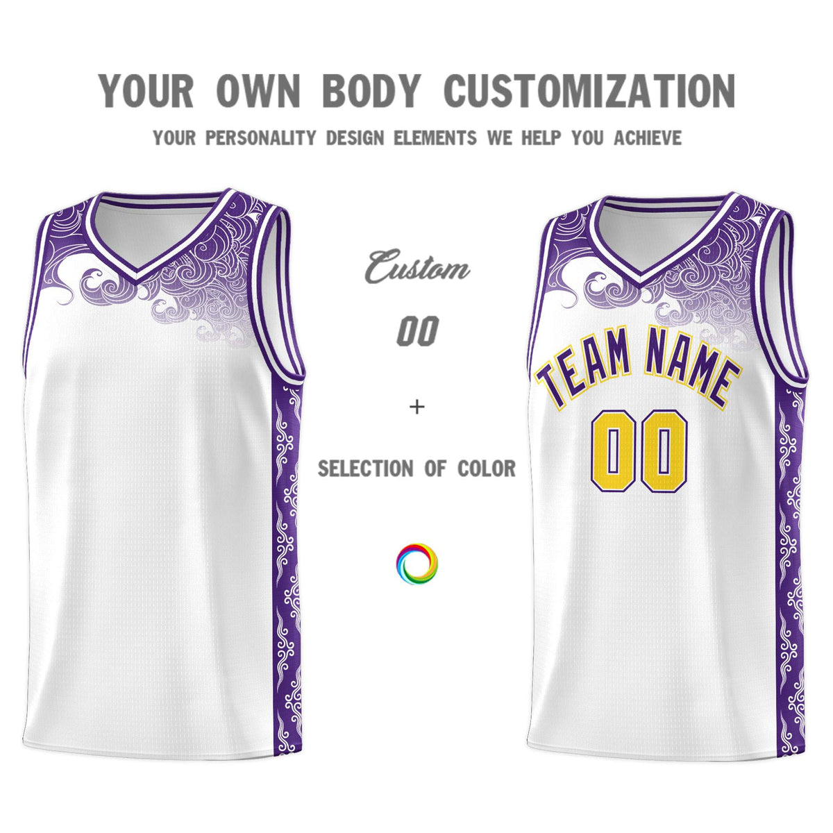 Custom White Personalized Cloud Pattern Sports Kits Uniform Basketball Jersey|KXKSHOP