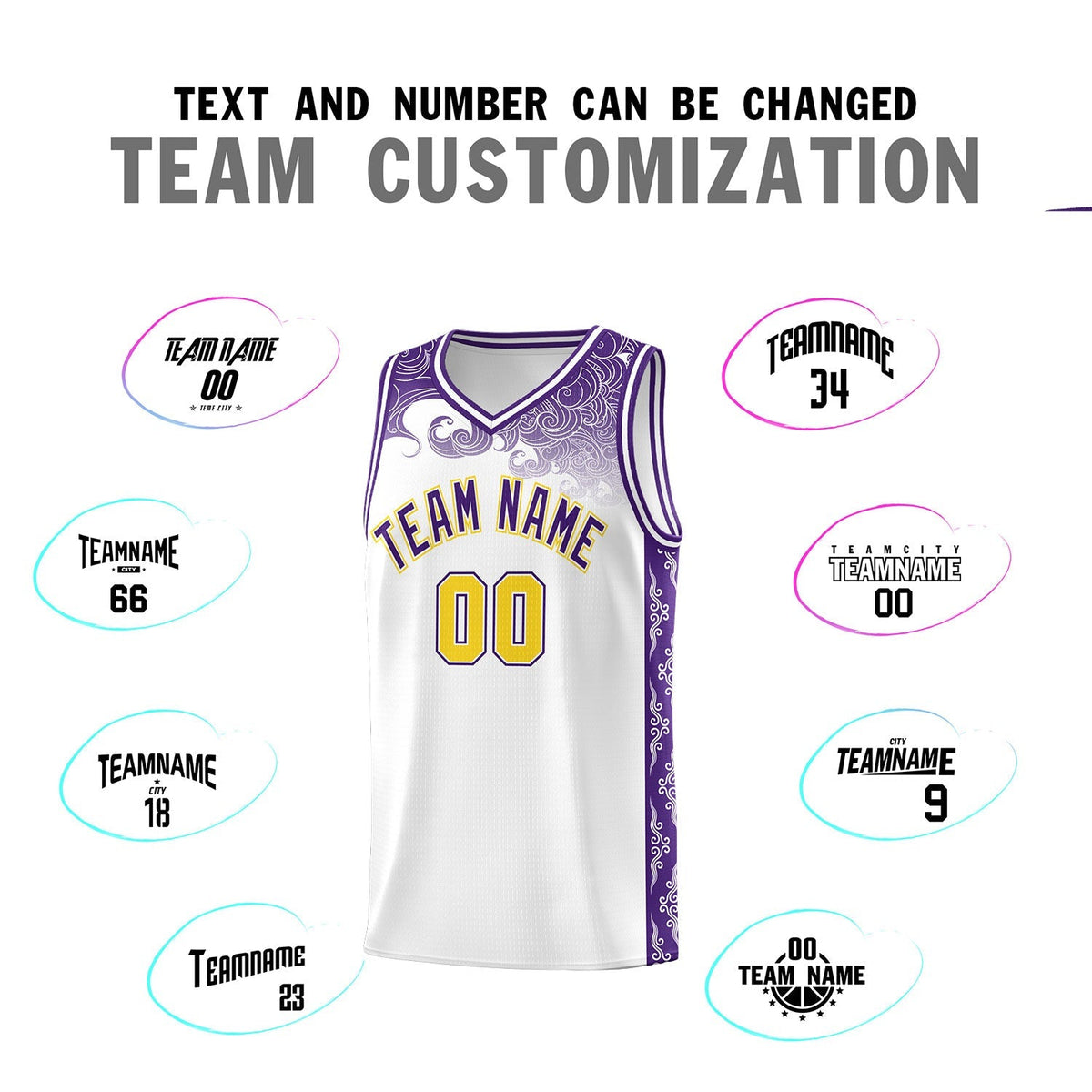Custom White Personalized Cloud Pattern Sports Kits Uniform Basketball Jersey|KXKSHOP