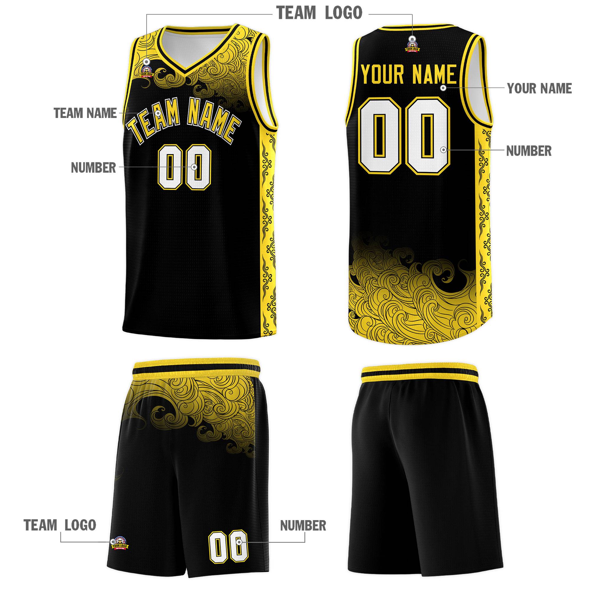 Custom Black Personalized Cloud Pattern Sports Kits Uniform Basketball Jersey|KXKSHOP