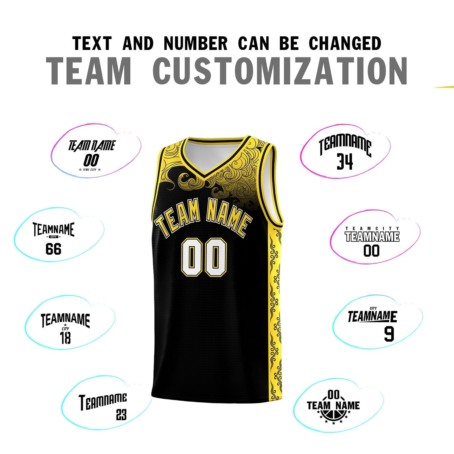 Custom Black Personalized Cloud Pattern Sports Kits Uniform Basketball Jersey|KXKSHOP