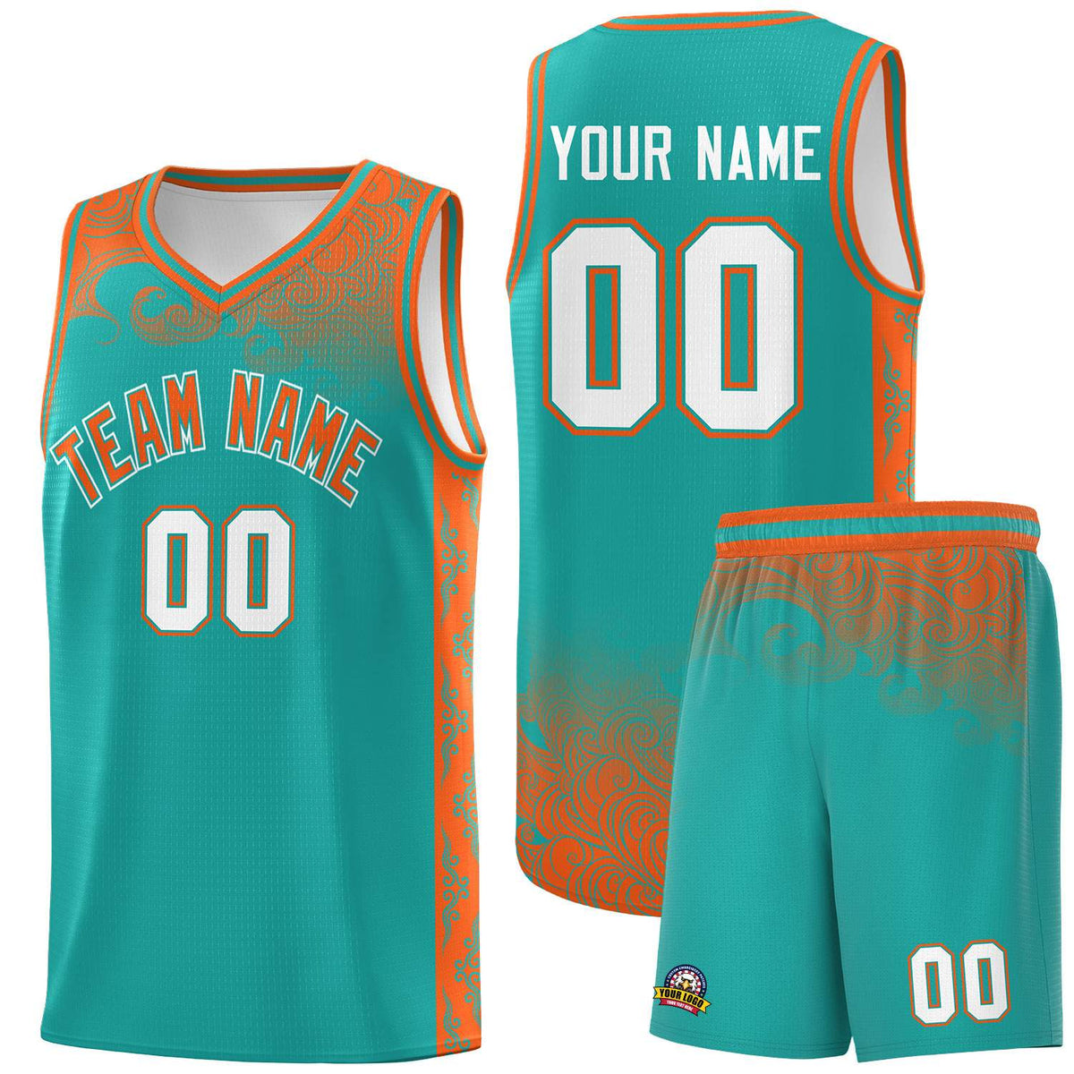 Custom Aqua Personalized Cloud Pattern Sports Kits Uniform Basketball Jersey|KXKSHOP