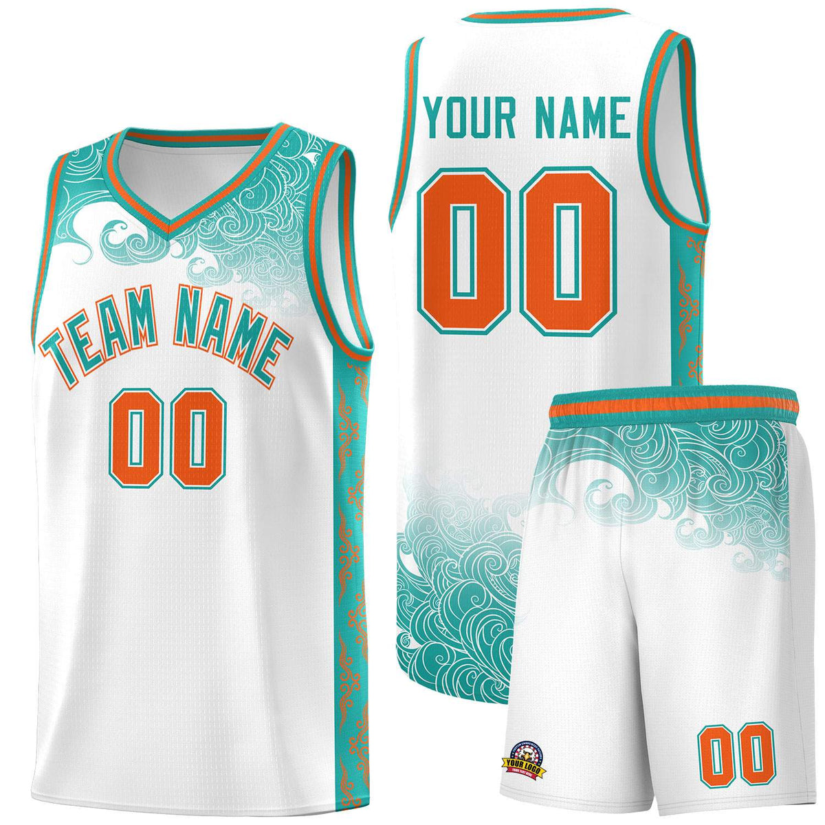 Custom White Personalized Cloud Pattern Sports Kits Uniform Basketball Jersey|KXKSHOP