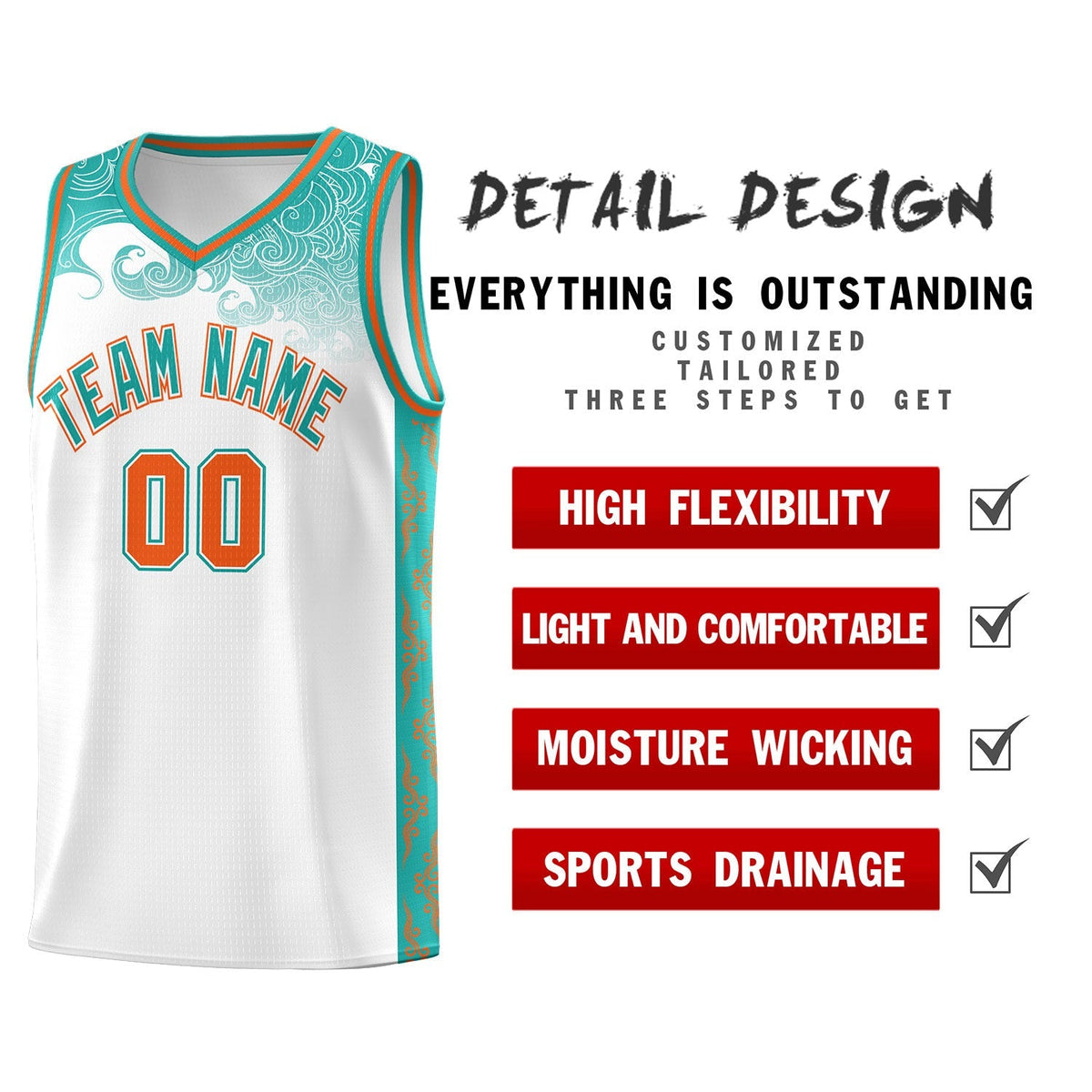 Custom White Personalized Cloud Pattern Sports Kits Uniform Basketball Jersey|KXKSHOP