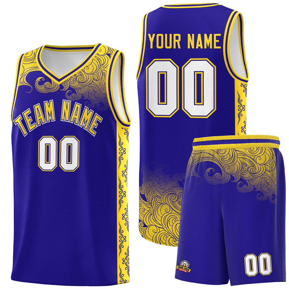 Custom Royal Personalized Cloud Pattern Sports Kits Uniform Basketball Jersey|KXKSHOP