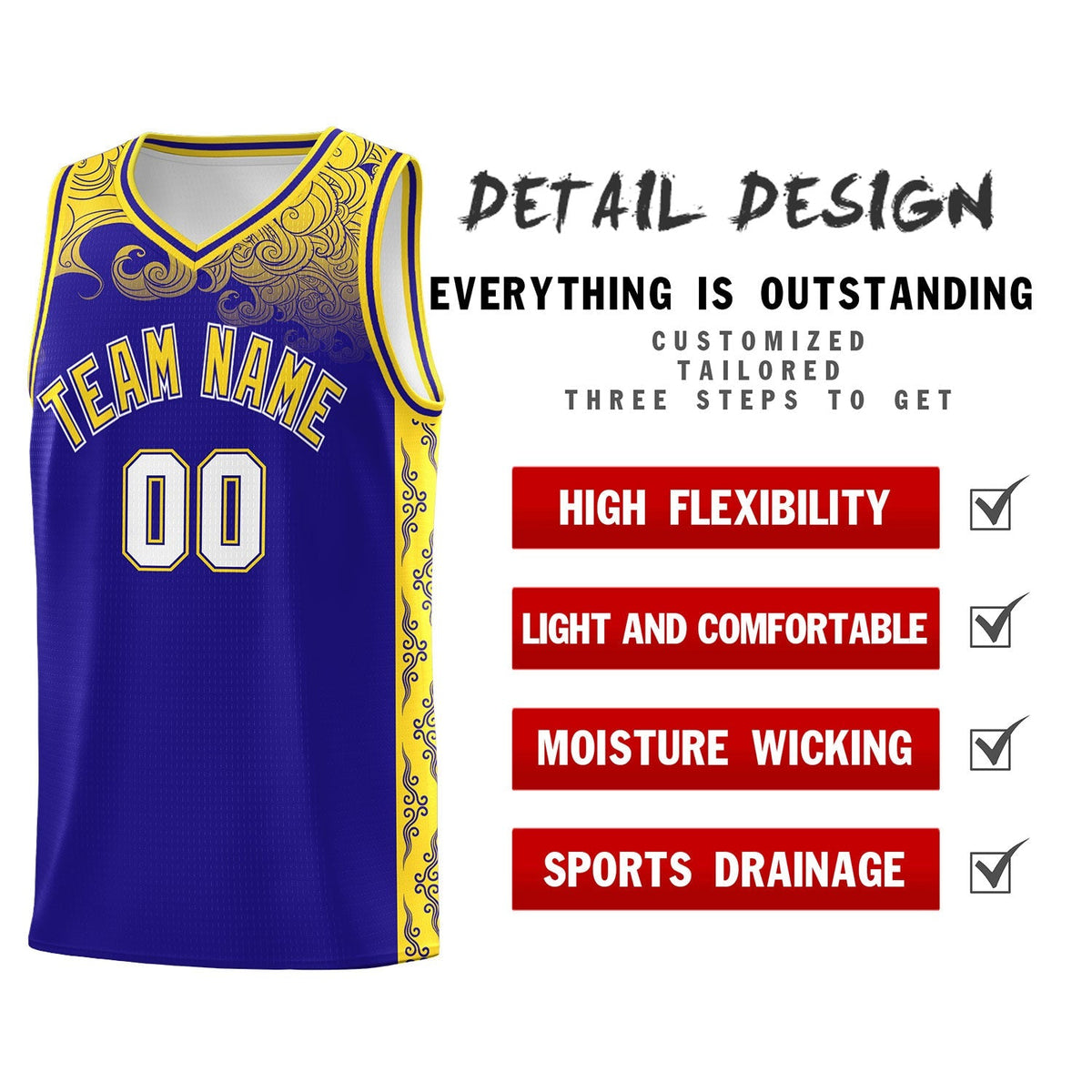 Custom Royal Personalized Cloud Pattern Sports Kits Uniform Basketball Jersey|KXKSHOP