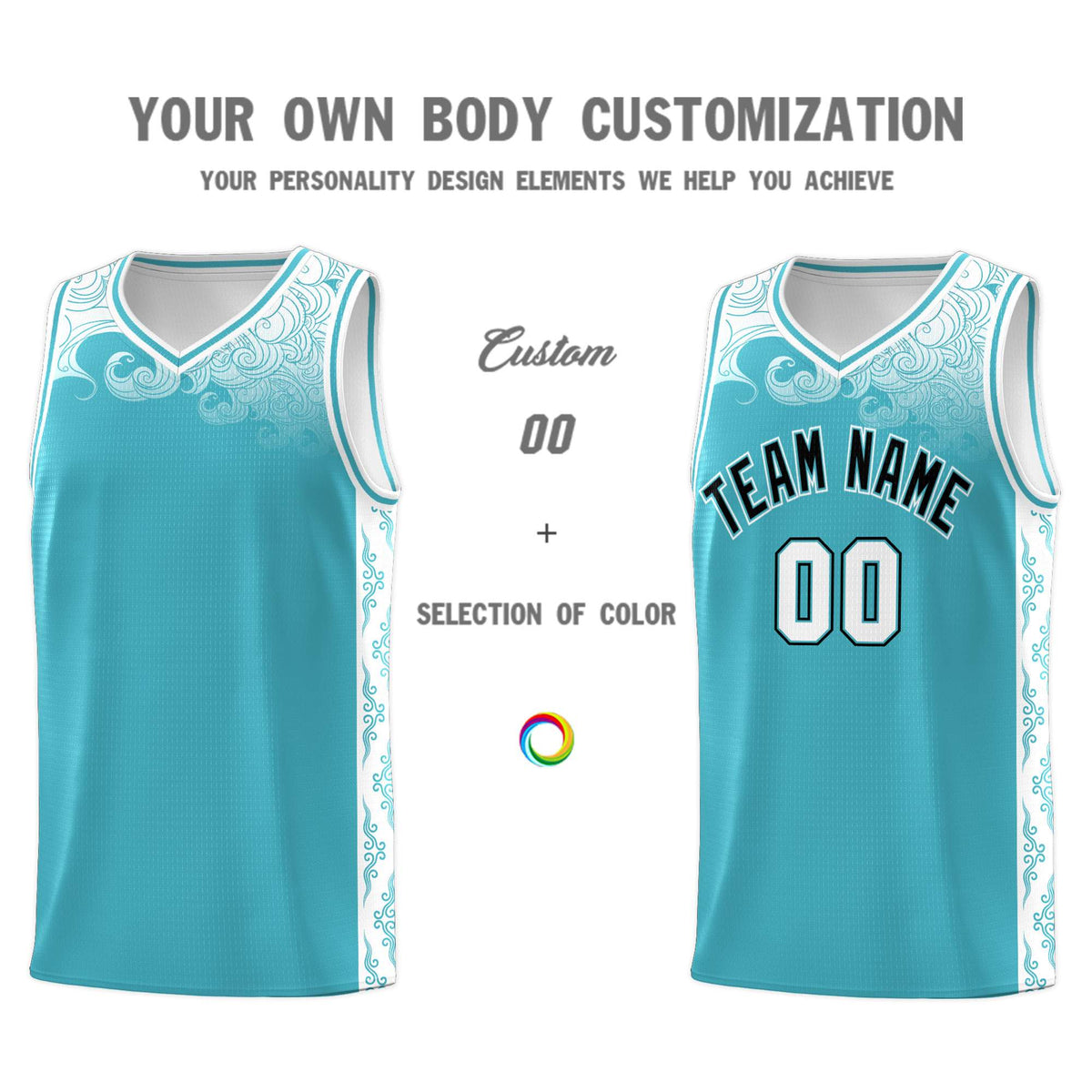 Custom Sky Blue Personalized Cloud Pattern Sports Kits Uniform Basketball Jersey|KXKSHOP