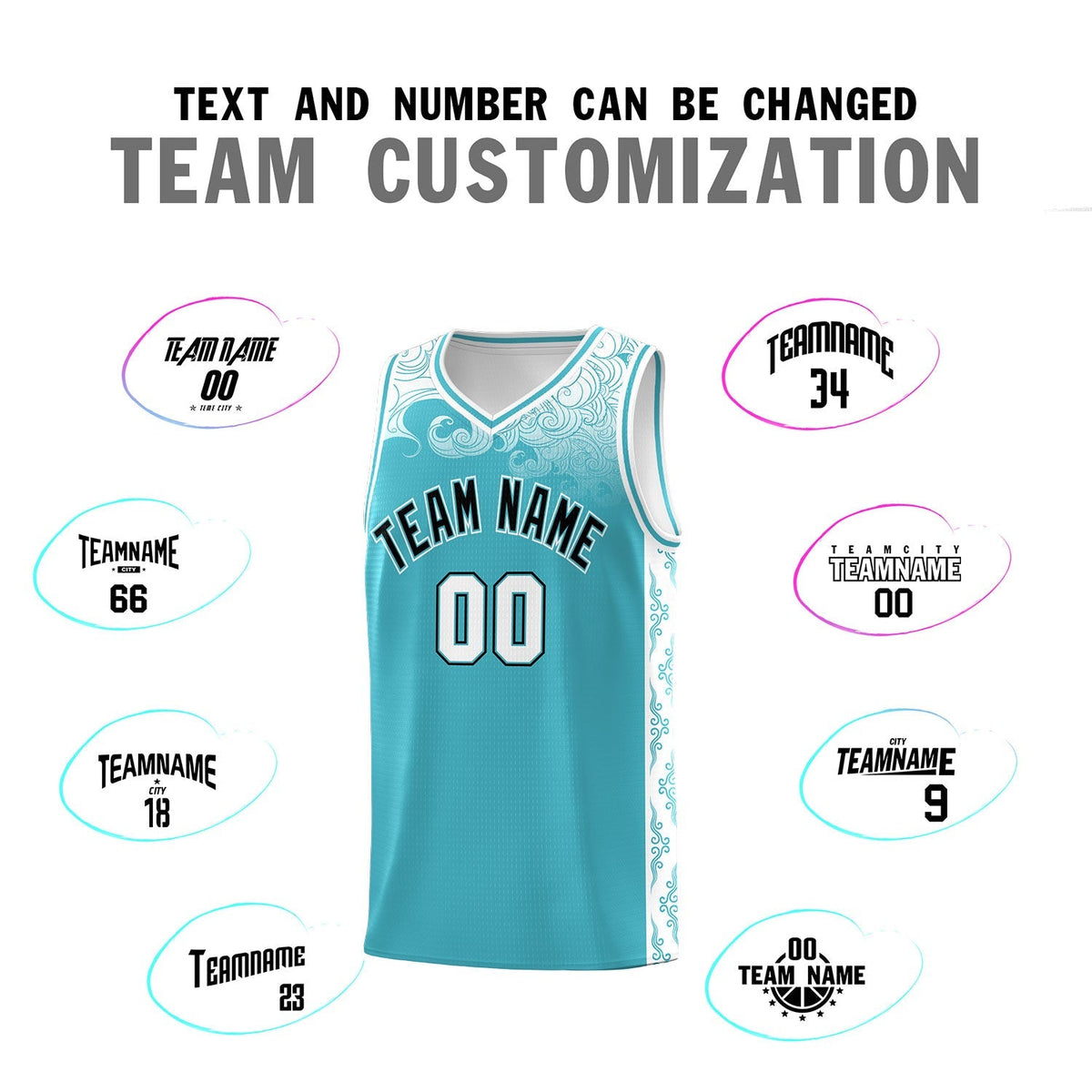 Custom Sky Blue Personalized Cloud Pattern Sports Kits Uniform Basketball Jersey|KXKSHOP