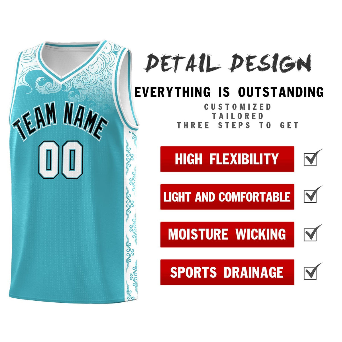 Custom Sky Blue Personalized Cloud Pattern Sports Kits Uniform Basketball Jersey|KXKSHOP