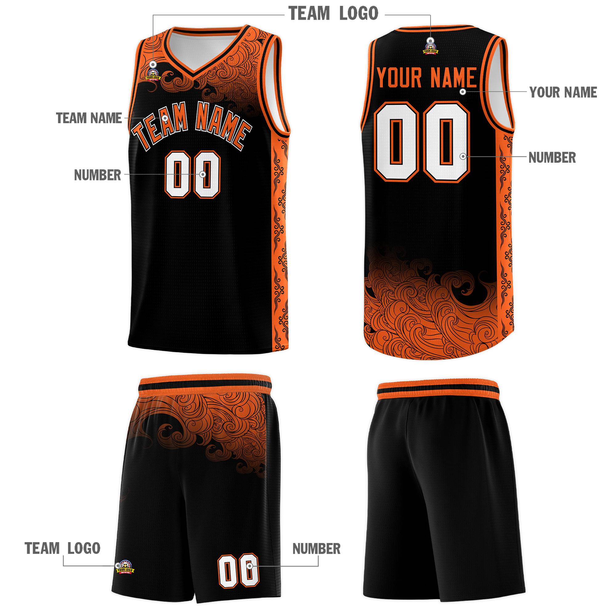 Custom Black Personalized Cloud Pattern Sports Kits Uniform Basketball Jersey|KXKSHOP