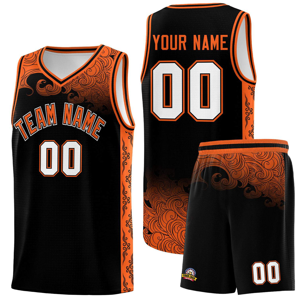 Custom Black Personalized Cloud Pattern Sports Kits Uniform Basketball Jersey|KXKSHOP