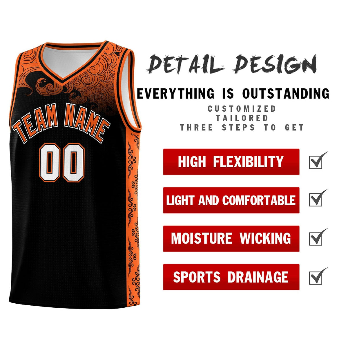 Custom Black Personalized Cloud Pattern Sports Kits Uniform Basketball Jersey|KXKSHOP