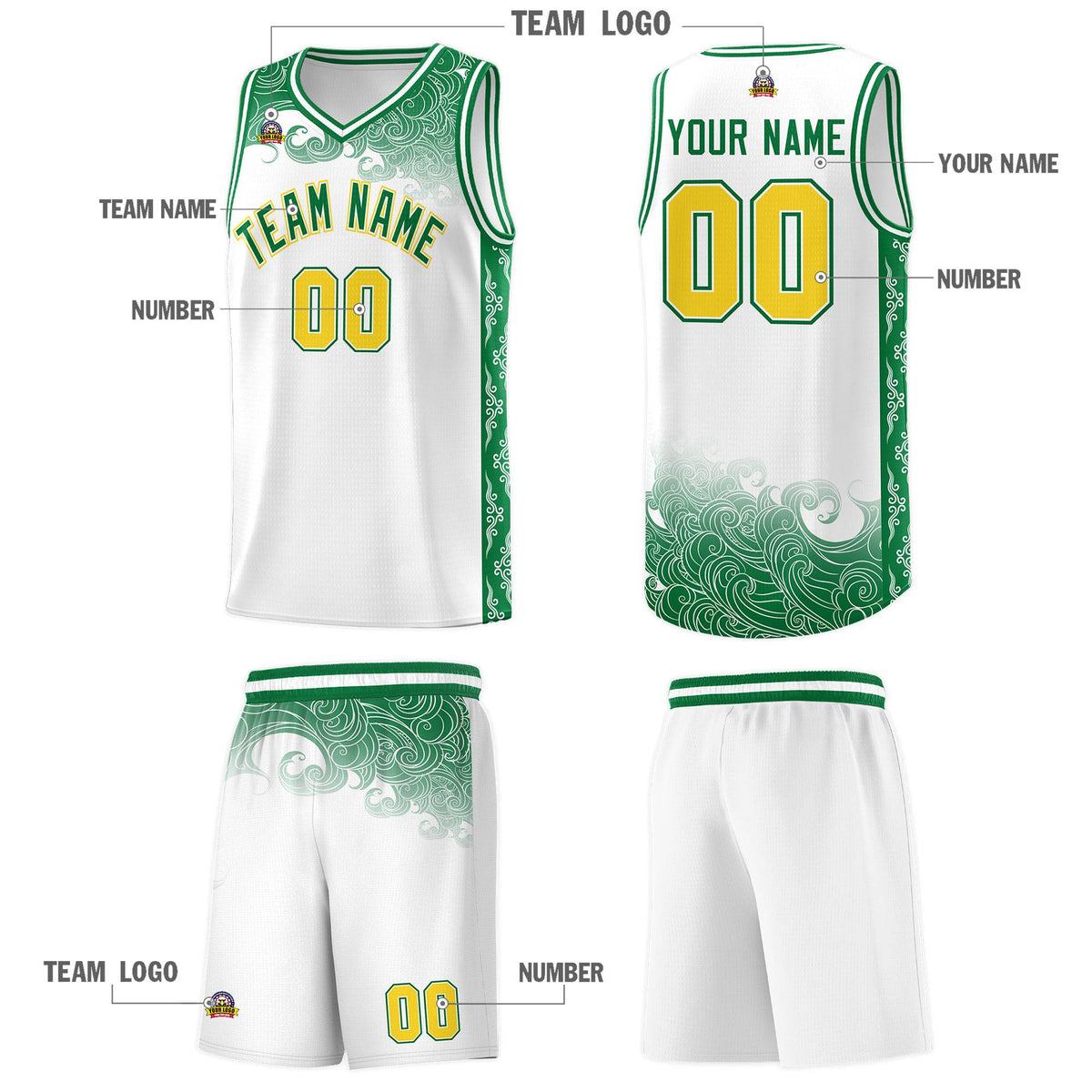 Custom White Personalized Cloud Pattern Sports Kits Uniform Basketball Jersey|KXKSHOP