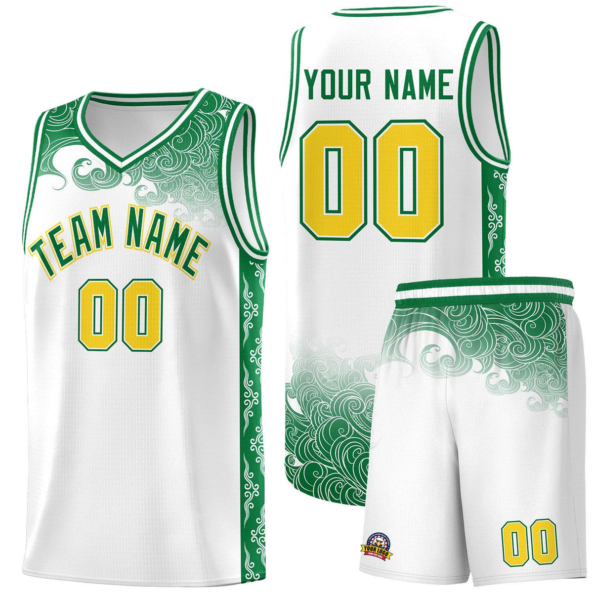 Custom White Personalized Cloud Pattern Sports Kits Uniform Basketball Jersey|KXKSHOP