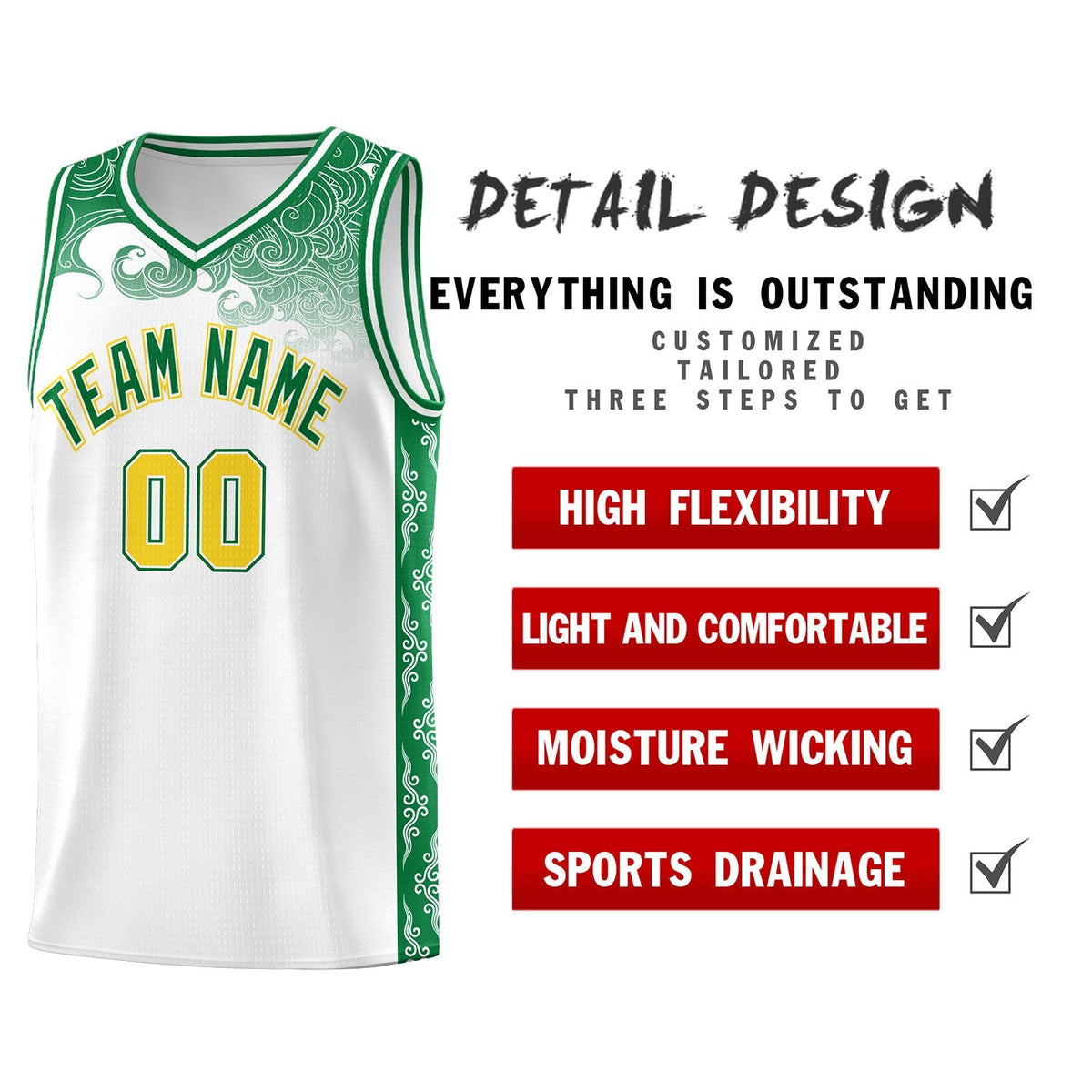 Custom White Personalized Cloud Pattern Sports Kits Uniform Basketball Jersey|KXKSHOP