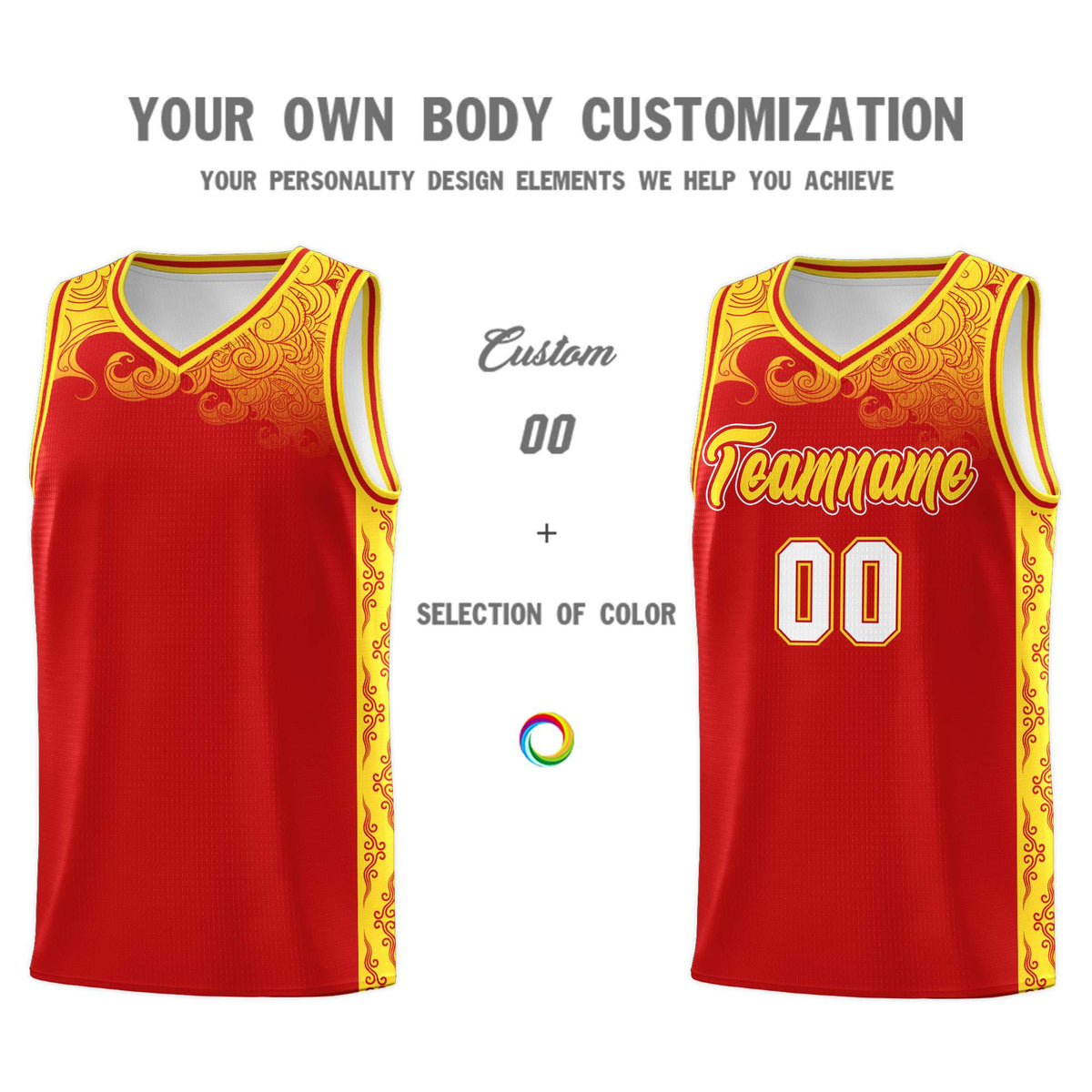 Custom Red Personalized Cloud Pattern Sports Kits Uniform Basketball Jersey|KXKSHOP