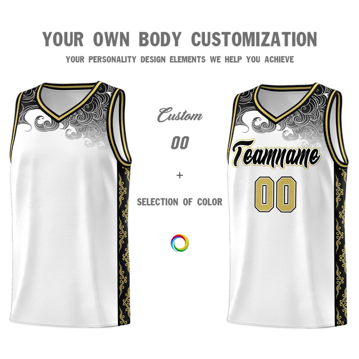 Custom White Personalized Cloud Pattern Sports Kits Uniform Basketball Jersey|KXKSHOP