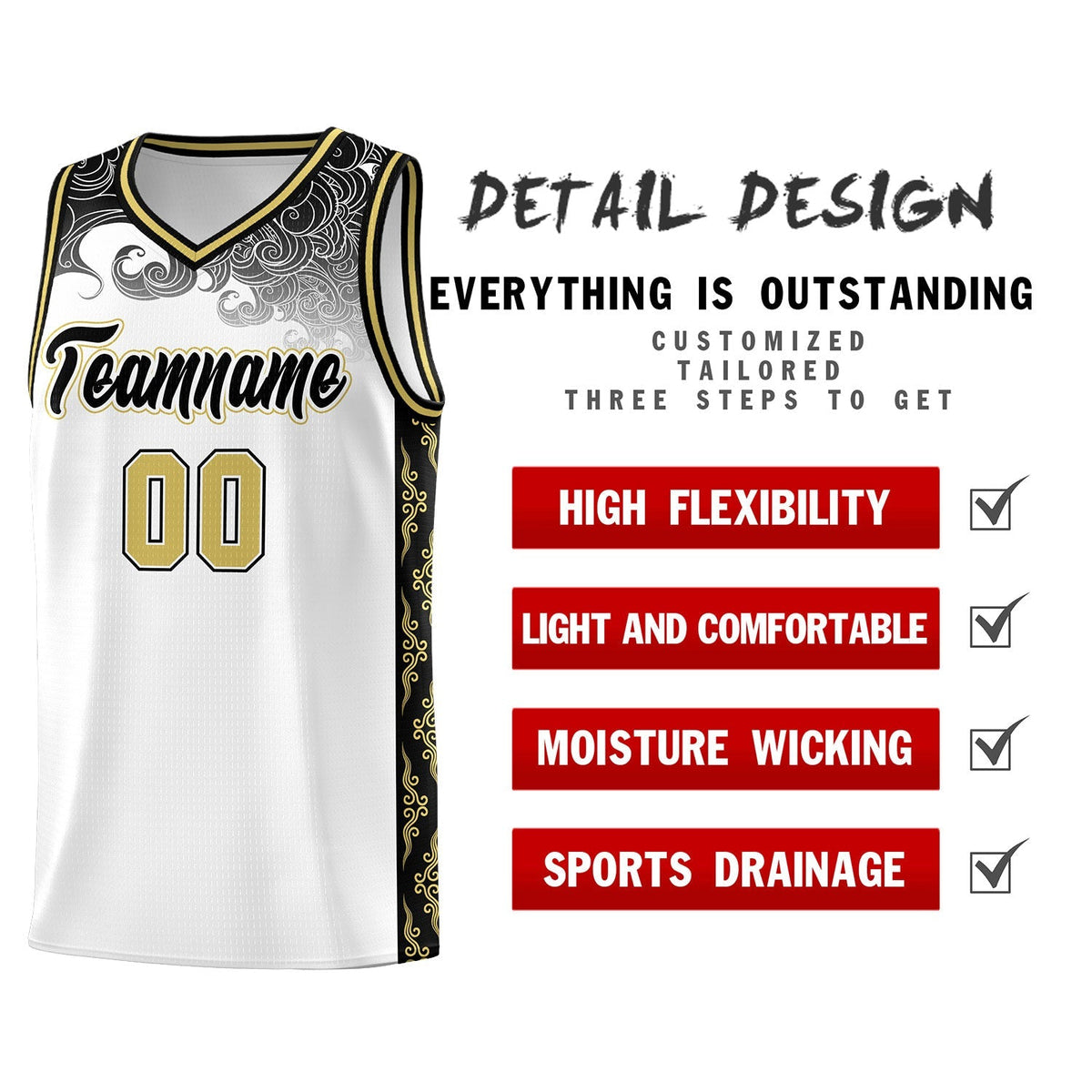 Custom White Personalized Cloud Pattern Sports Kits Uniform Basketball Jersey|KXKSHOP