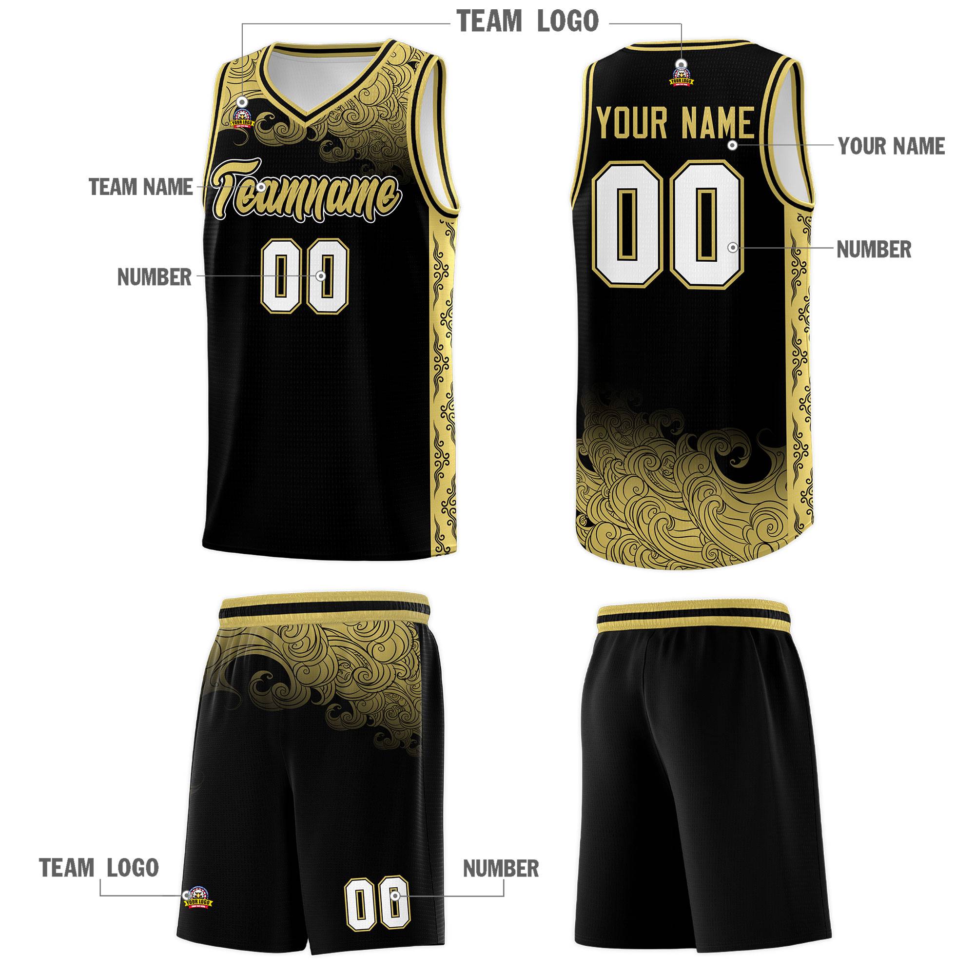 Custom Black Personalized Cloud Pattern Sports Kits Uniform Basketball Jersey|KXKSHOP