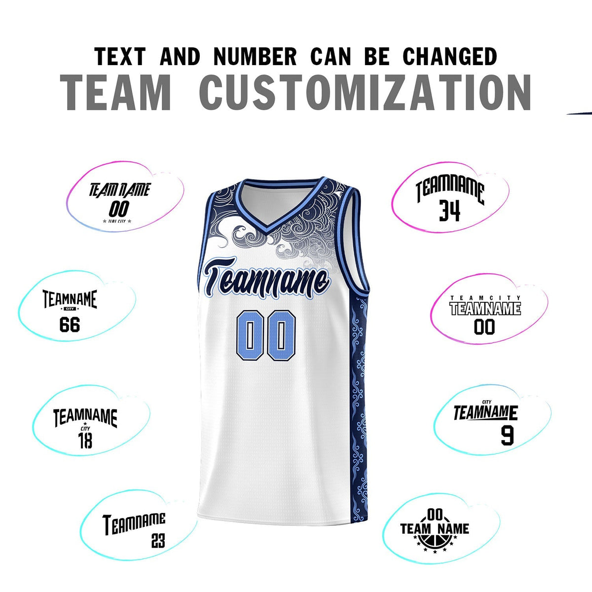 Custom White Personalized Cloud Pattern Sports Kits Uniform Basketball Jersey|KXKSHOP