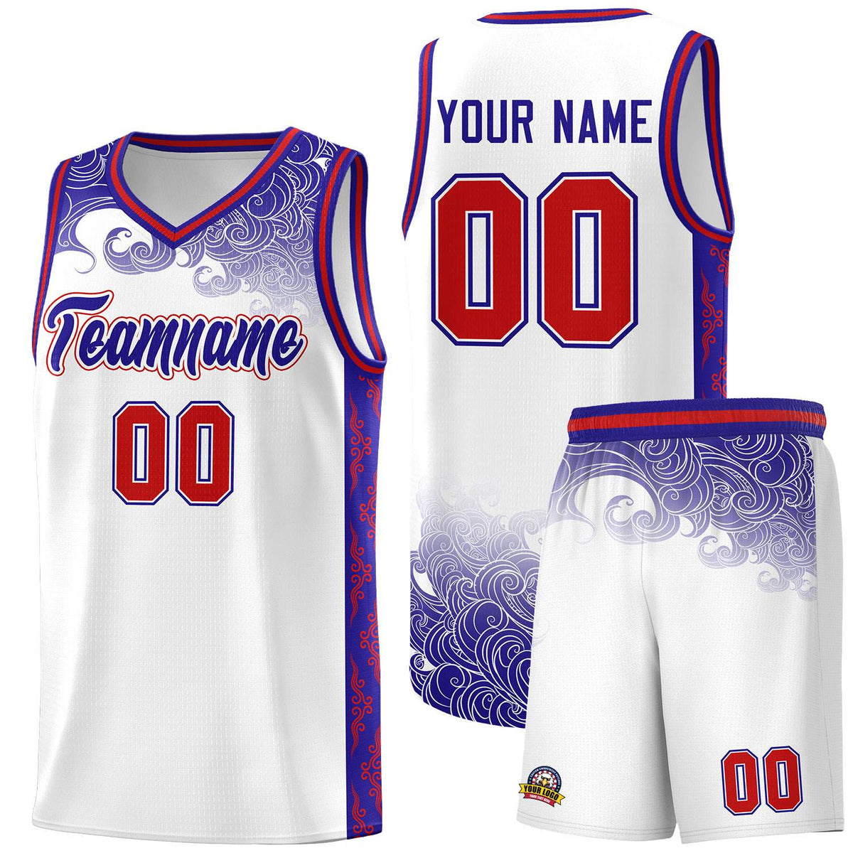 Custom White Personalized Cloud Pattern Sports Kits Uniform Basketball Jersey|KXKSHOP