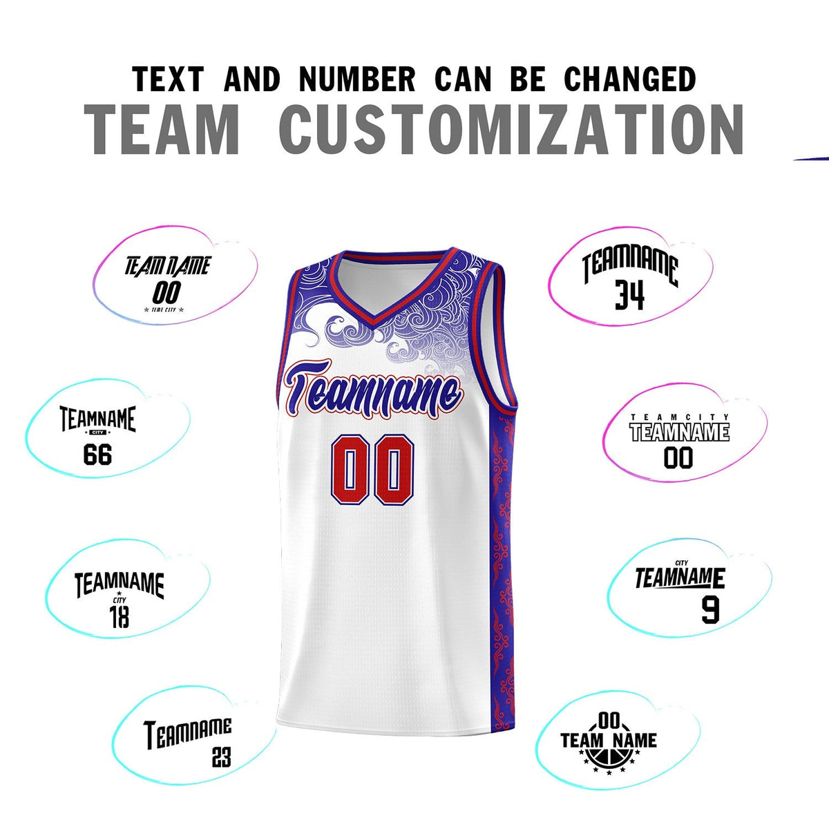 Custom White Personalized Cloud Pattern Sports Kits Uniform Basketball Jersey|KXKSHOP