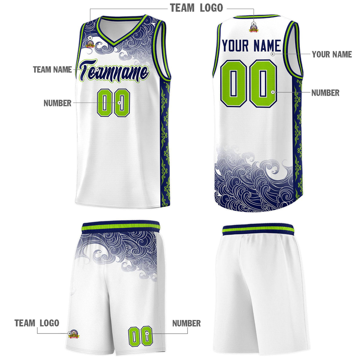 Custom White Personalized Cloud Pattern Sports Kits Uniform Basketball Jersey|KXKSHOP