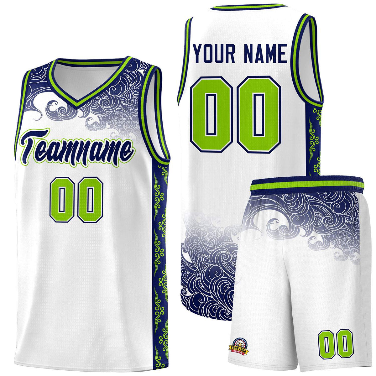 Custom White Personalized Cloud Pattern Sports Kits Uniform Basketball Jersey|KXKSHOP