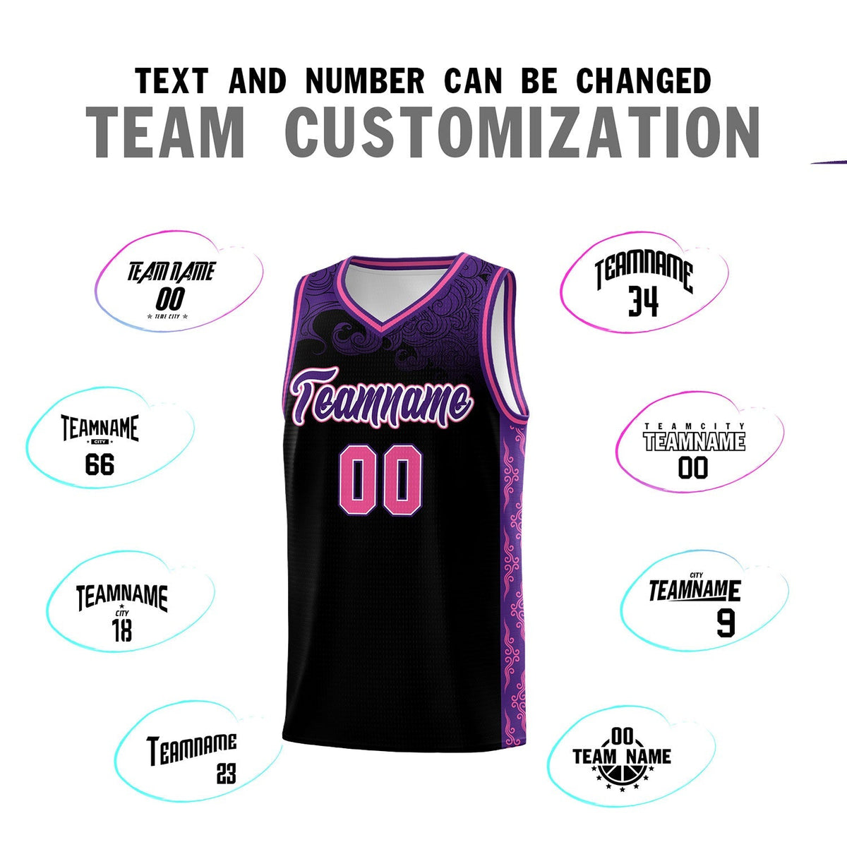 Custom Black Personalized Cloud Pattern Sports Kits Uniform Basketball Jersey|KXKSHOP