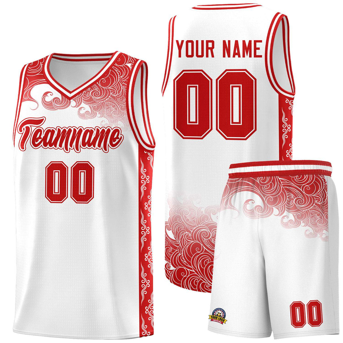 Custom White Personalized Cloud Pattern Sports Kits Uniform Basketball Jersey|KXKSHOP