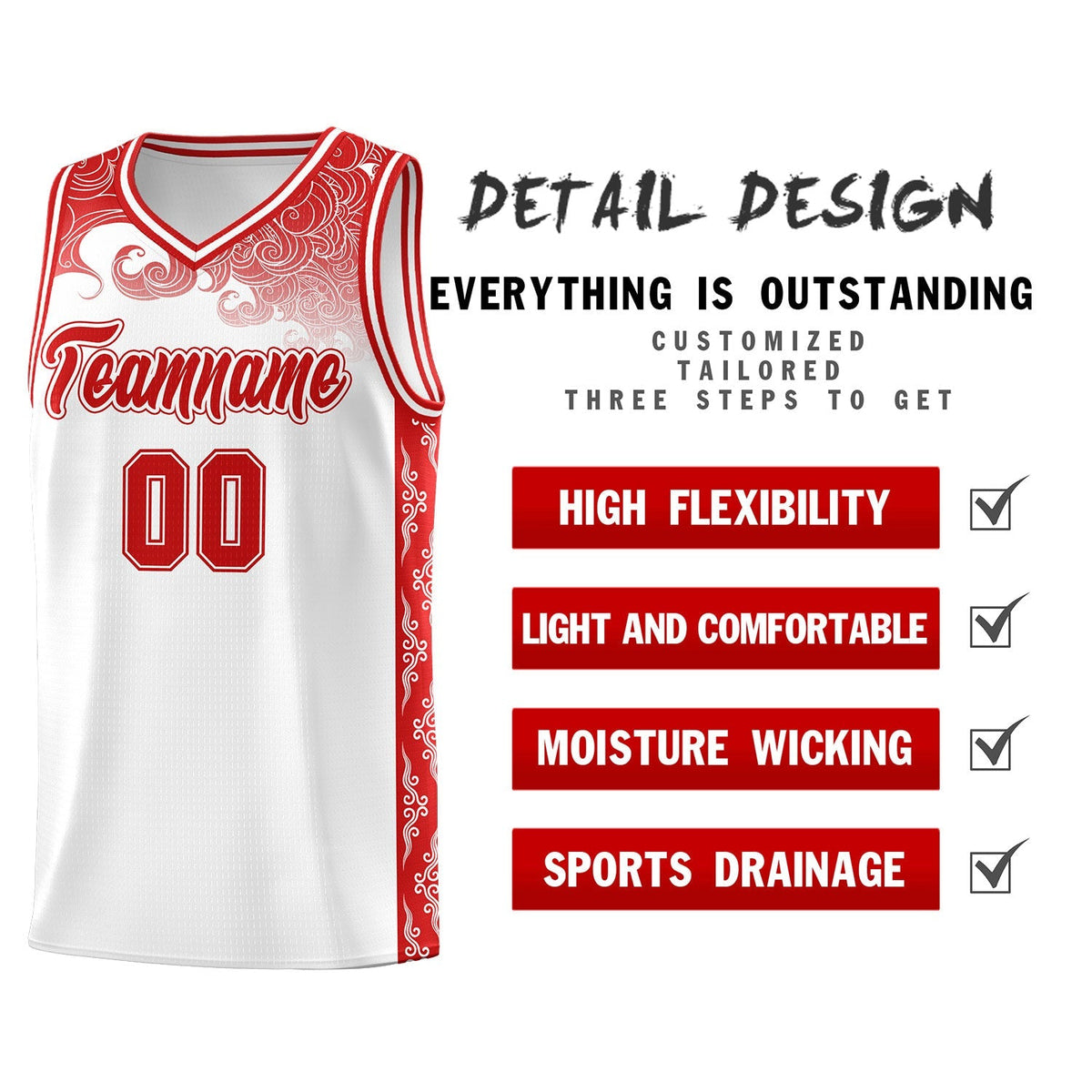 Custom White Personalized Cloud Pattern Sports Kits Uniform Basketball Jersey|KXKSHOP