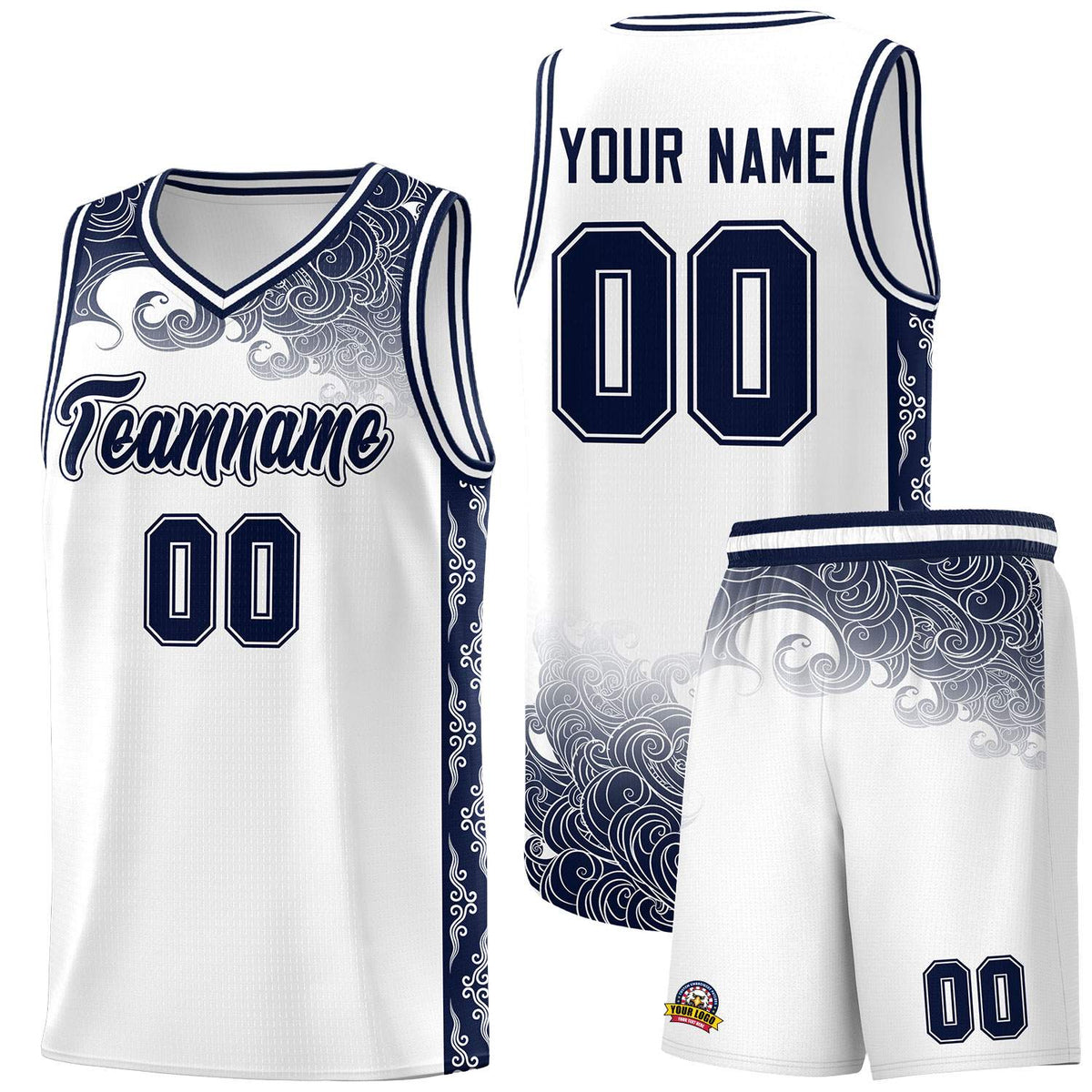 Custom White Personalized Cloud Pattern Sports Kits Uniform Basketball Jersey|KXKSHOP