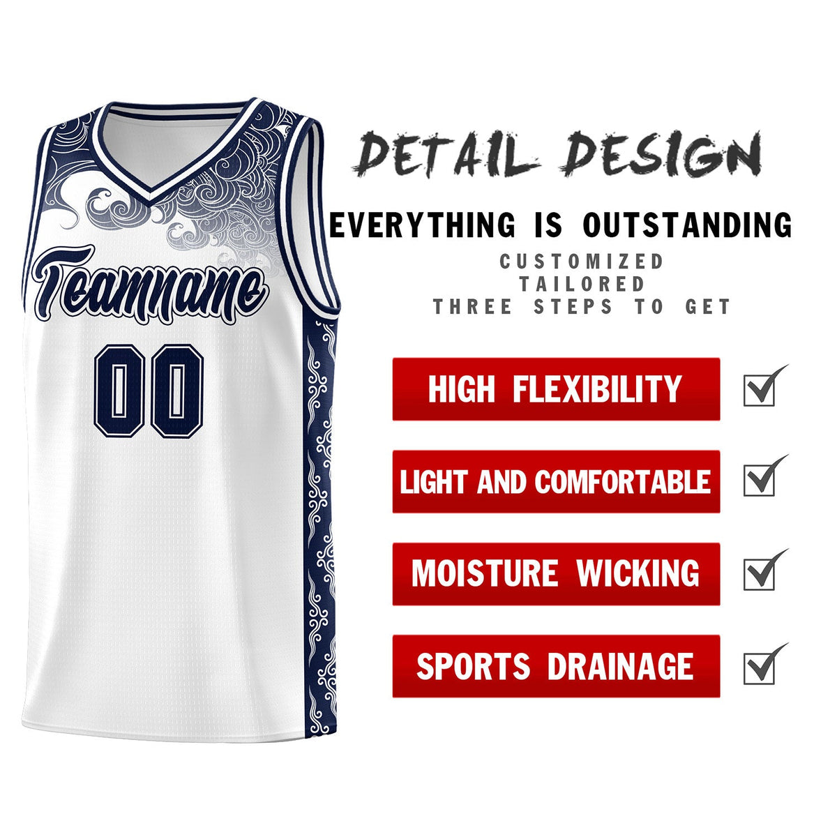 Custom White Personalized Cloud Pattern Sports Kits Uniform Basketball Jersey|KXKSHOP