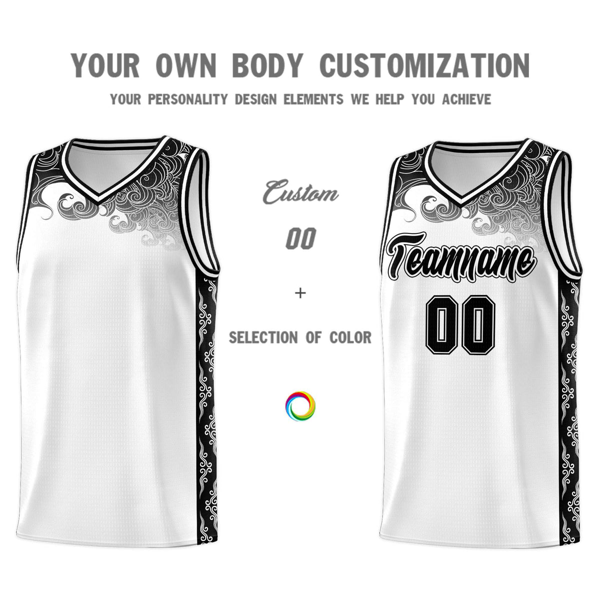 Custom White Personalized Cloud Pattern Sports Kits Uniform Basketball Jersey|KXKSHOP