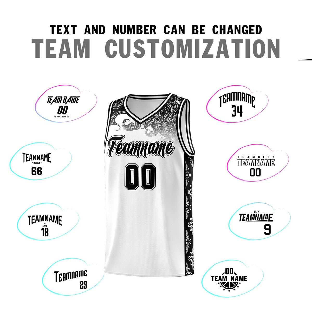Custom White Personalized Cloud Pattern Sports Kits Uniform Basketball Jersey|KXKSHOP