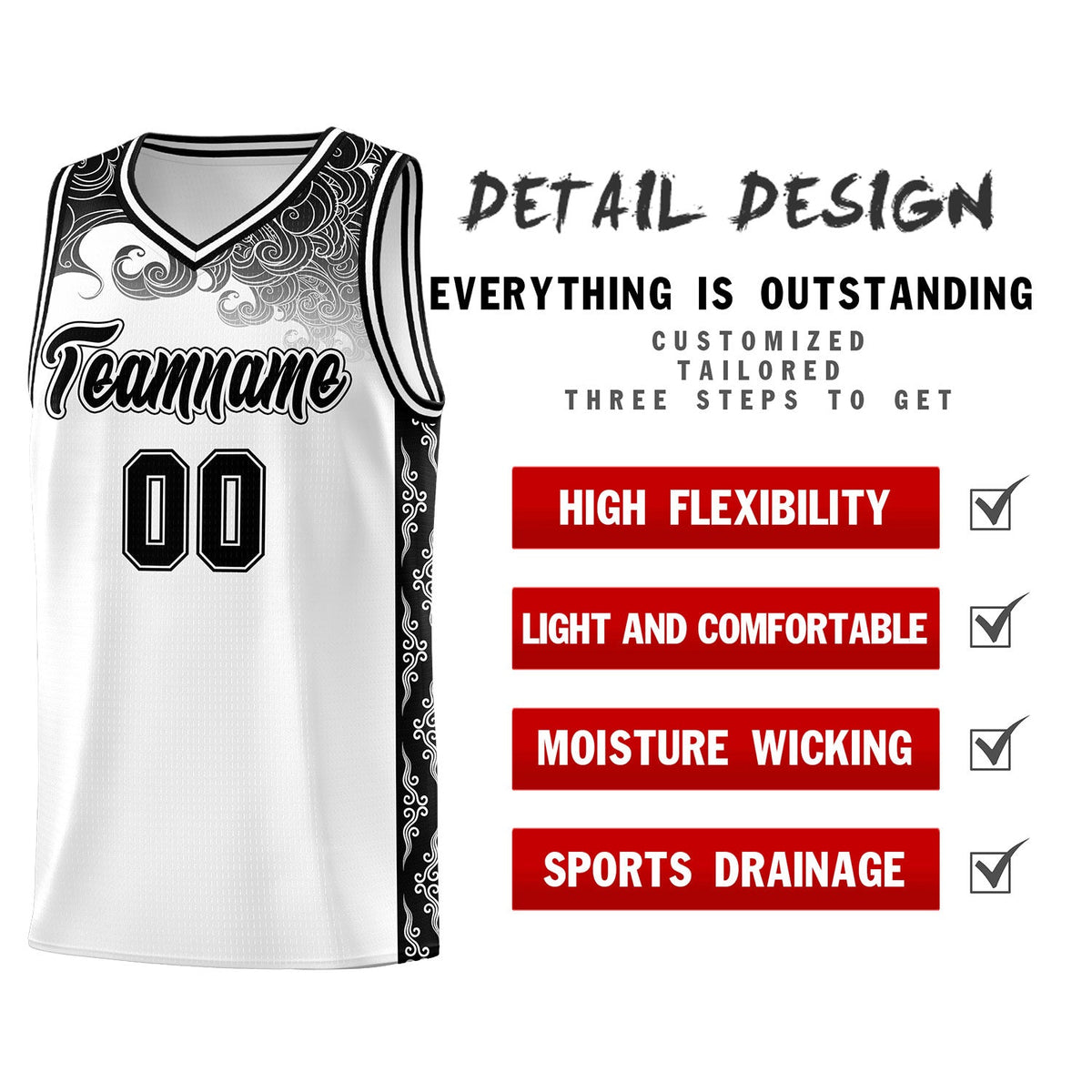 Custom White Personalized Cloud Pattern Sports Kits Uniform Basketball Jersey|KXKSHOP