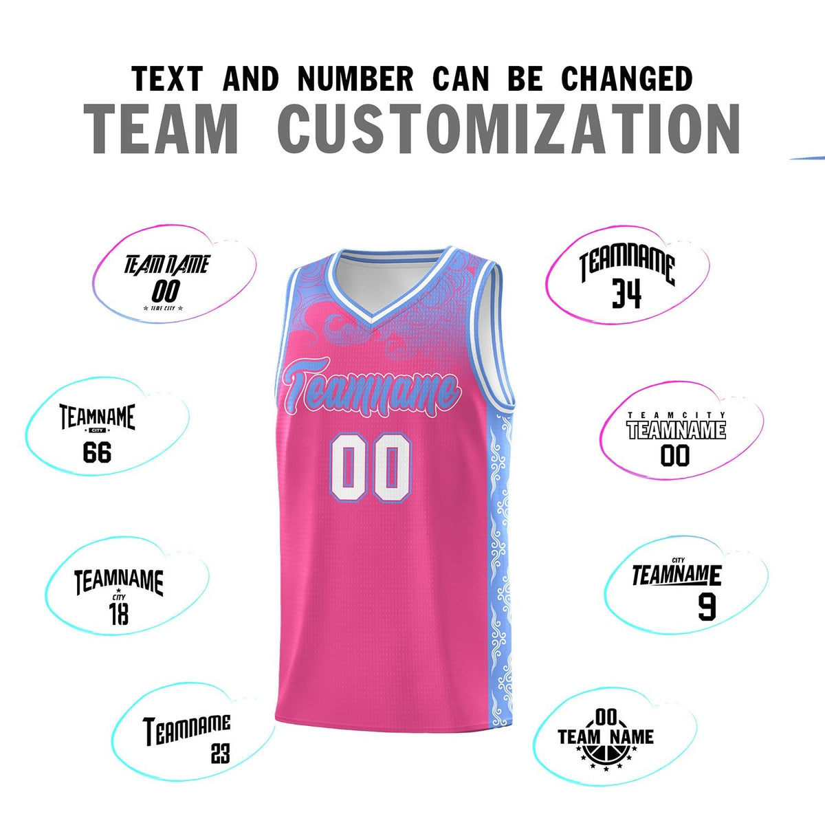 Custom Pink Personalized Cloud Pattern Sports Kits Uniform Basketball Jersey|KXKSHOP
