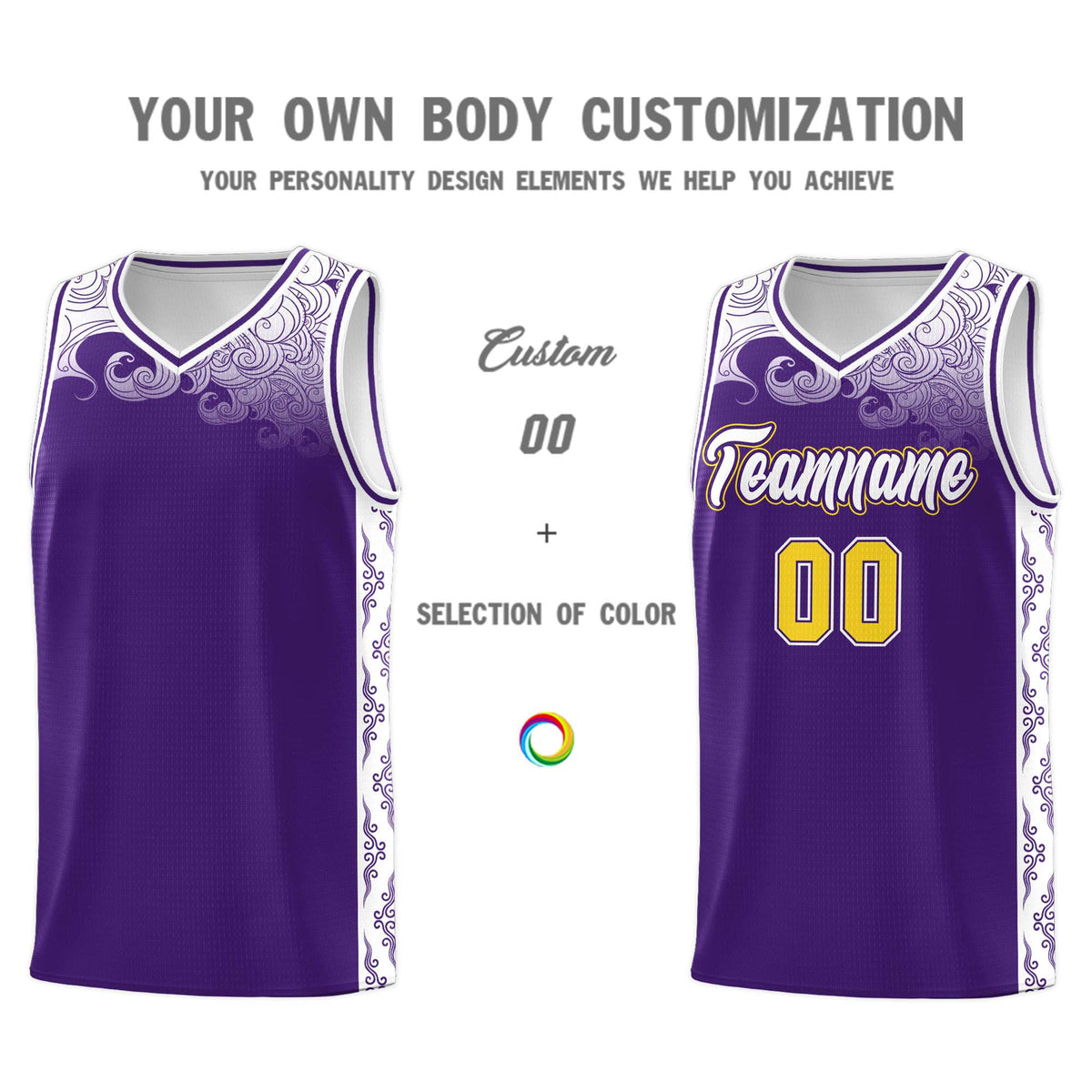 Custom Purple Personalized Cloud Pattern Sports Kits Uniform Basketball Jersey|KXKSHOP