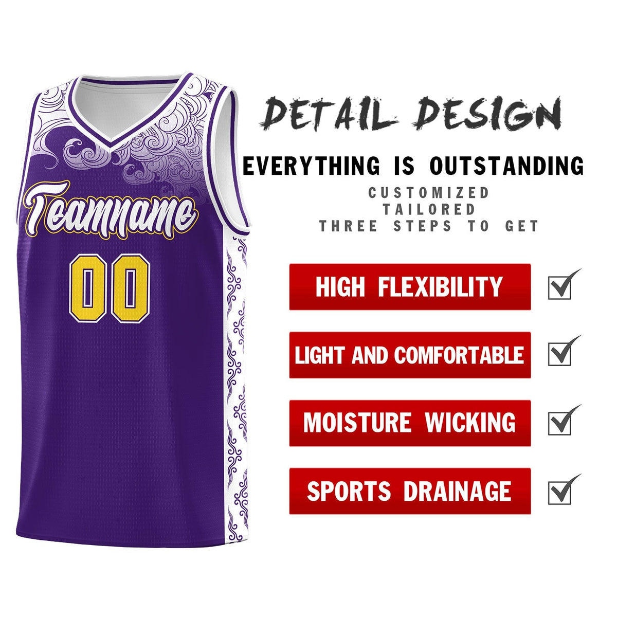 Custom Purple Personalized Cloud Pattern Sports Kits Uniform Basketball Jersey|KXKSHOP