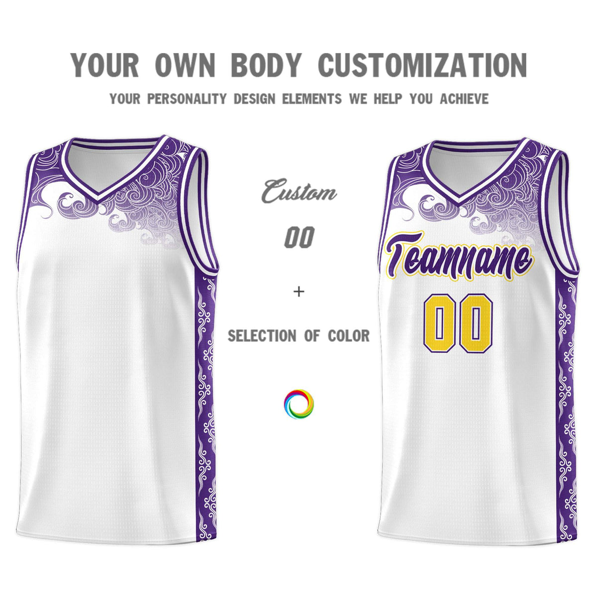 Custom White Personalized Cloud Pattern Sports Kits Uniform Basketball Jersey|KXKSHOP