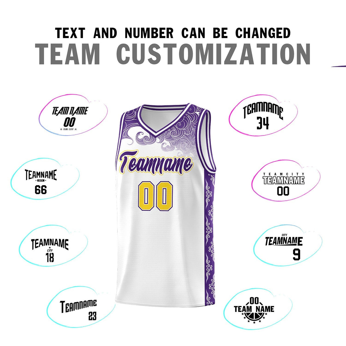 Custom White Personalized Cloud Pattern Sports Kits Uniform Basketball Jersey|KXKSHOP