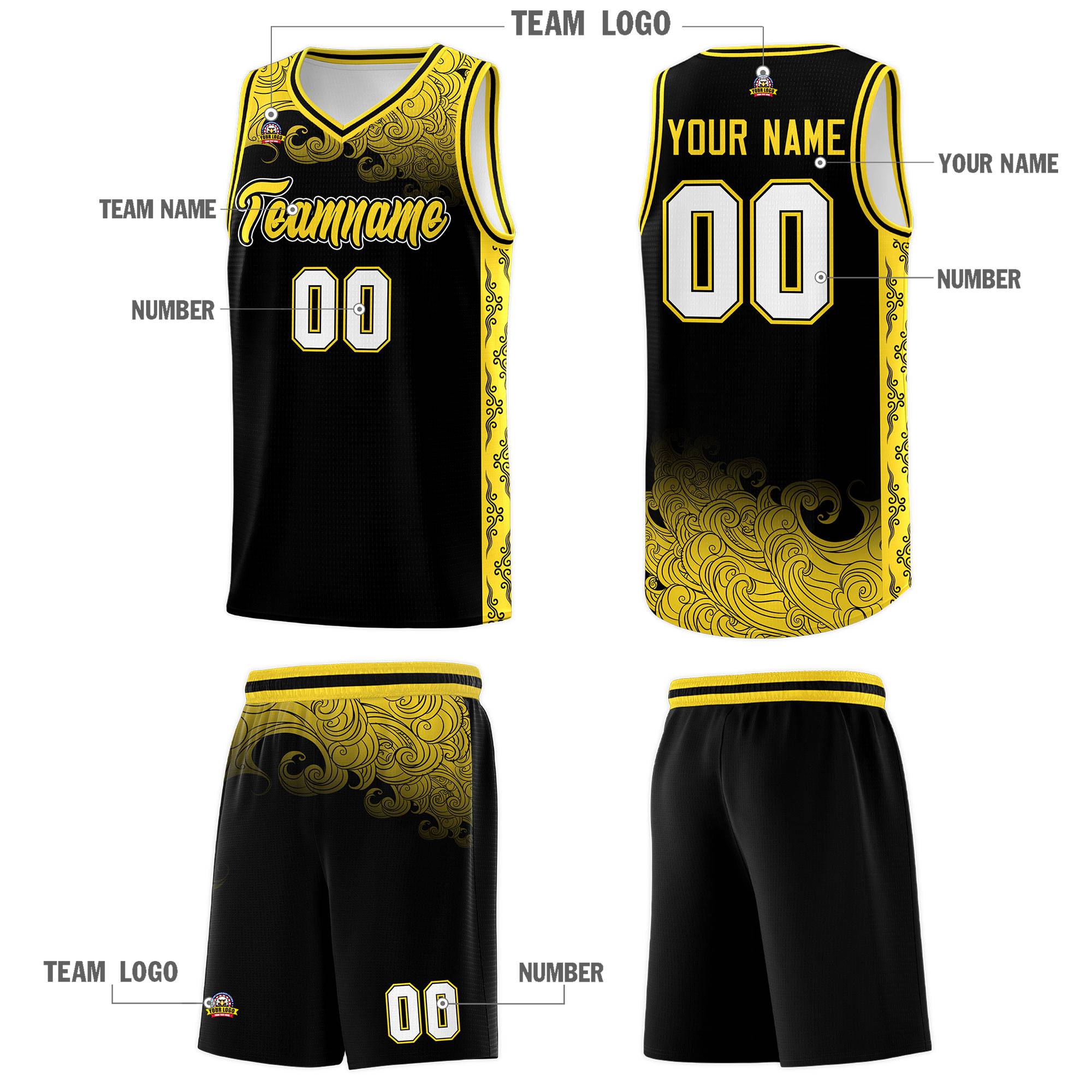 Custom Black Personalized Cloud Pattern Sports Kits Uniform Basketball Jersey|KXKSHOP