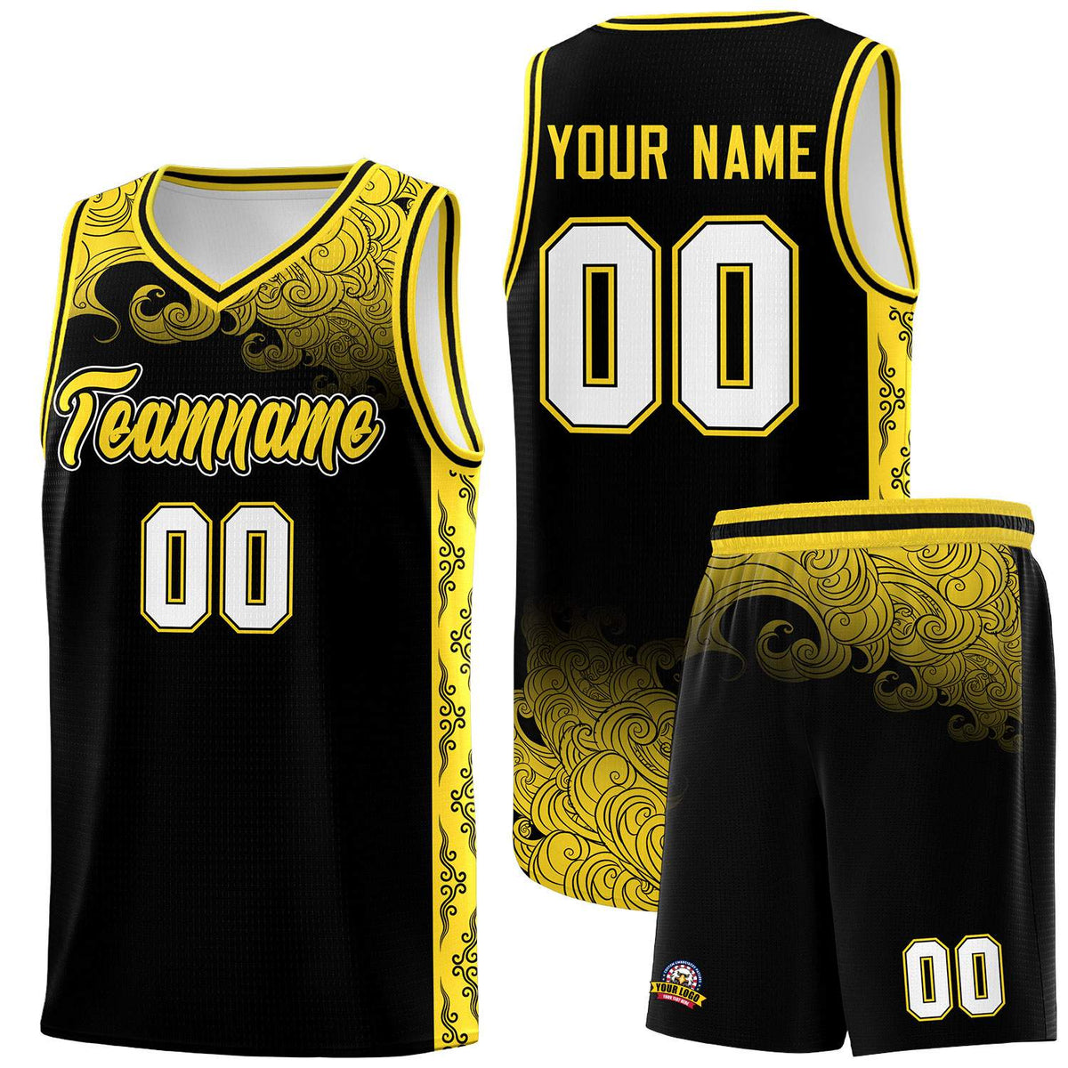 Custom Black Personalized Cloud Pattern Sports Kits Uniform Basketball Jersey|KXKSHOP