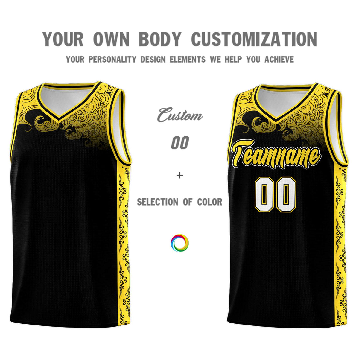 Custom Black Personalized Cloud Pattern Sports Kits Uniform Basketball Jersey|KXKSHOP